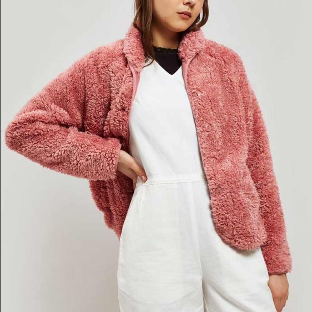 You Must Create Ymc You Must Create Beach Fleece Sherpa Fewl Jacket In Pink L